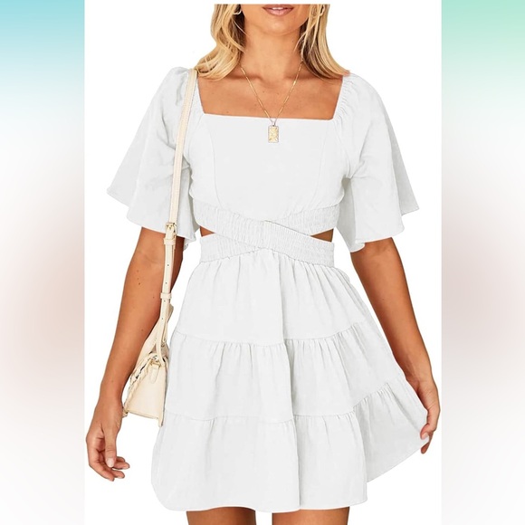 Women's Square Neck Summer Dress - Picture 2 of 6